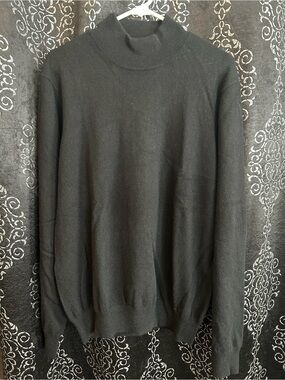 NWT Williams Cashmere Black Mock Neck Sweater Size XL 100% Cashmere Luxury